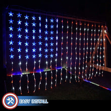Load image into Gallery viewer, Festive 260 LED American Flag Curtain Lights - Ideal for Patriotic Celebrations