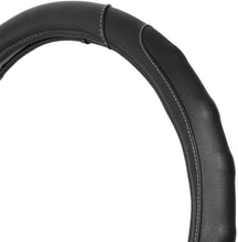 Load image into Gallery viewer, Durable 14-Inch Black Leather Steering Wheel Cover with Stylish Gray Stitching