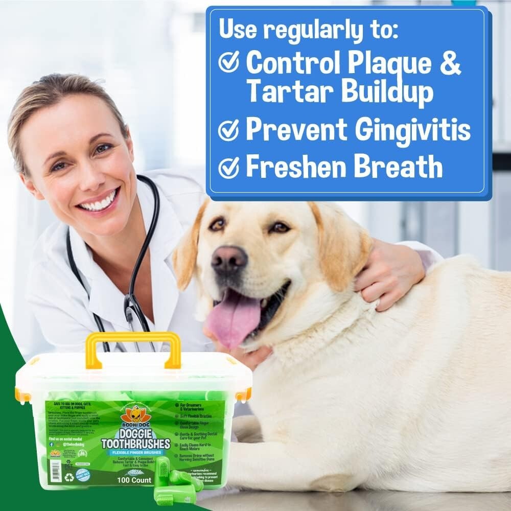 Pet Finger Toothbrush with Built-In Tongue Scraper - Clean Teeth & Fresh Breath