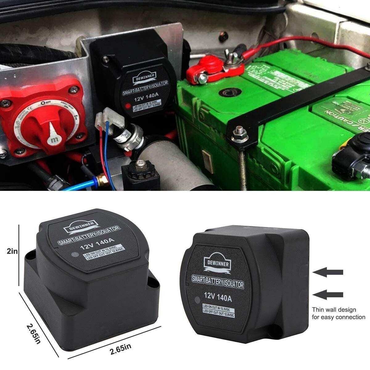 12V 140 Amp Dual Battery Isolator & Complete Wiring Kit for Easy Installations