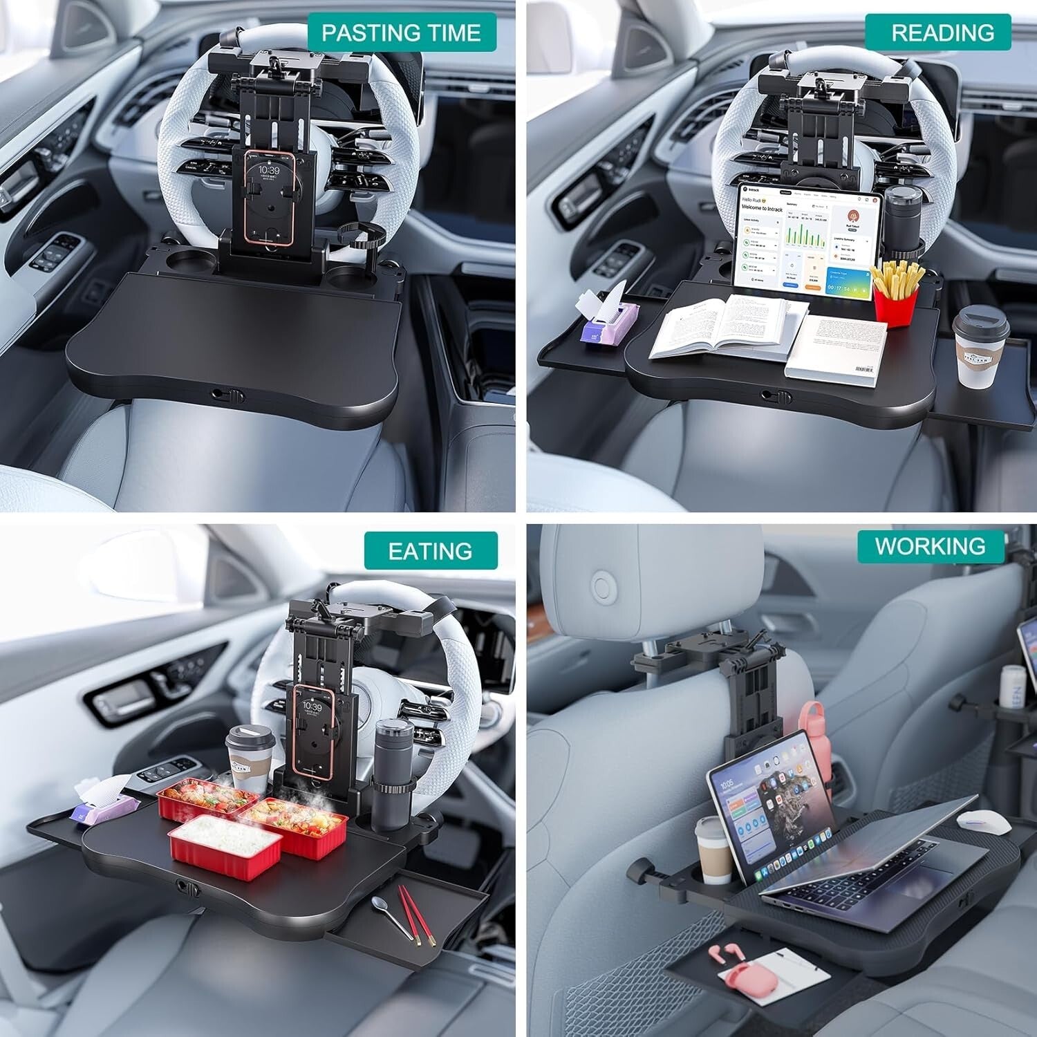 2-in-1 Car Steering Wheel Desk & Back Seat Tray - Ultimate Driving Convenience