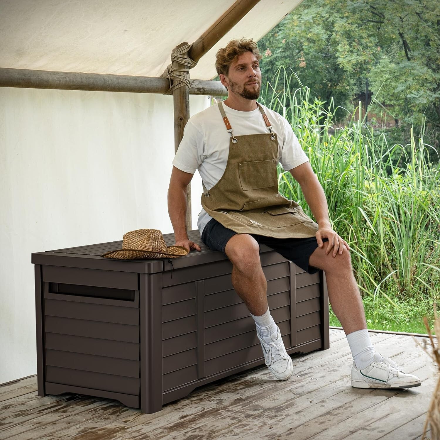 Multi-Functional 120 Gallon Resin Storage Bench - Secure & Stylish Solution