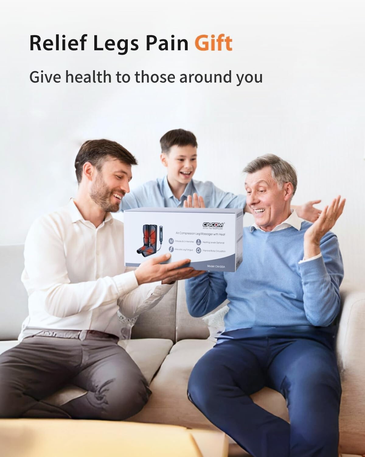 Air Compression Leg Massager with Heat - Pain Relief & Circulation Booster