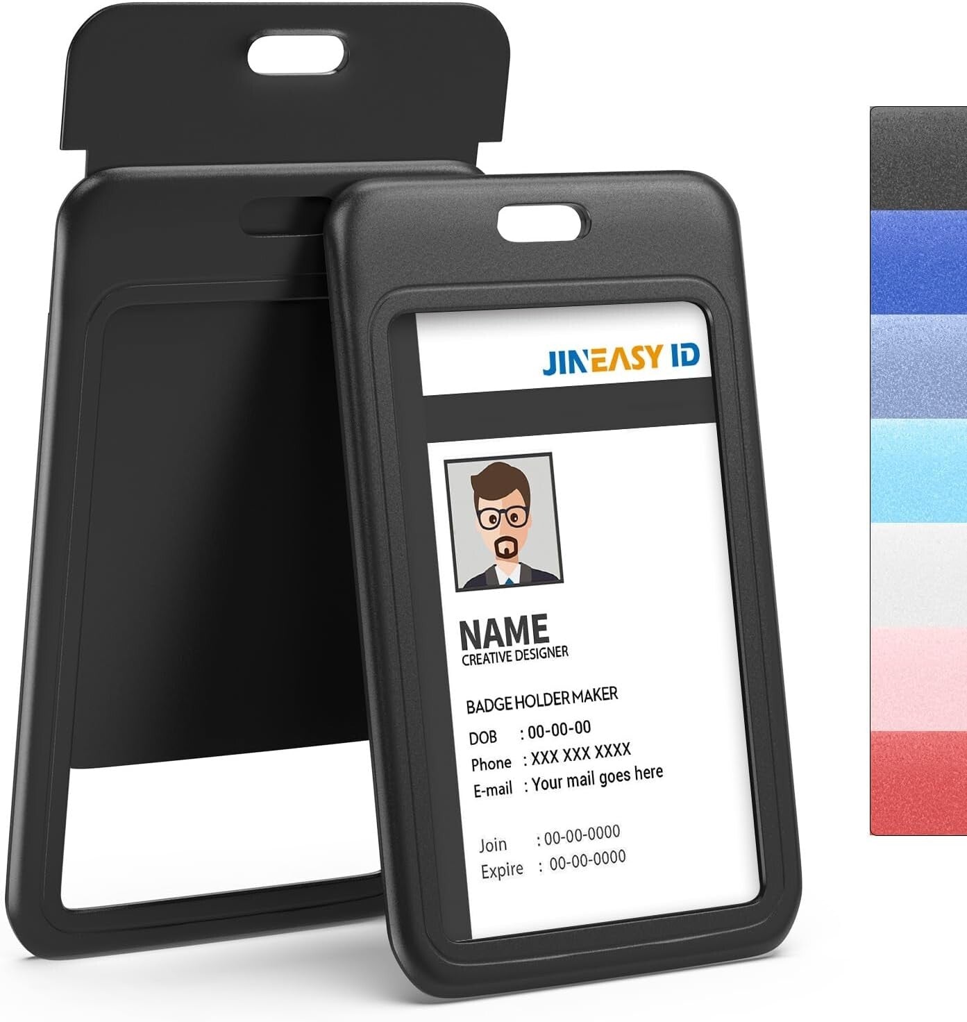 Durable Black ID Badge Holders, 50 Pack - Perfect for Events & Conferences