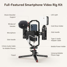 Load image into Gallery viewer, Compact Video Rig for iPhone with Microphone, LED Light &amp; Adjustable Features