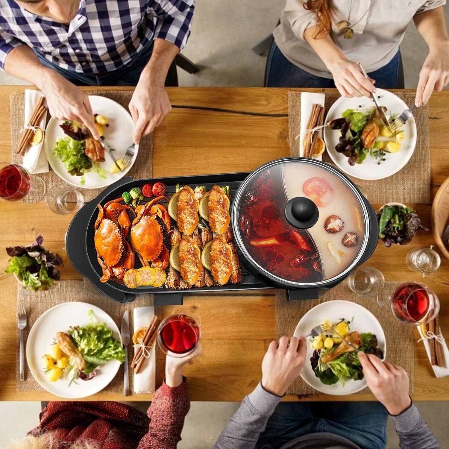 Dual Zone Hot Pot & Grill with Temperature Control - Perfect for Gatherings