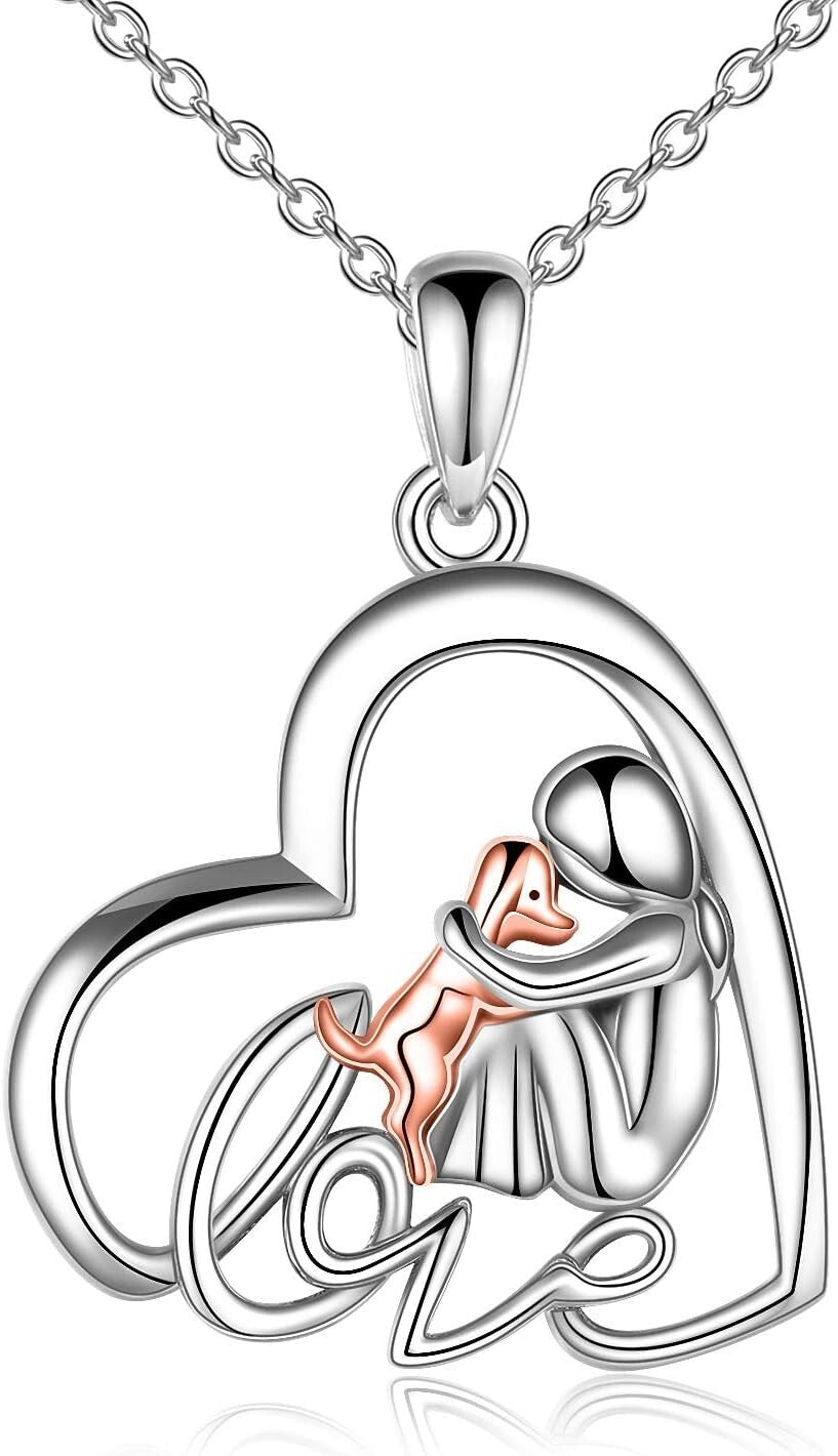 Hypoallergenic Sterling Silver Dog Angel Necklace - Memorial Gift for Women