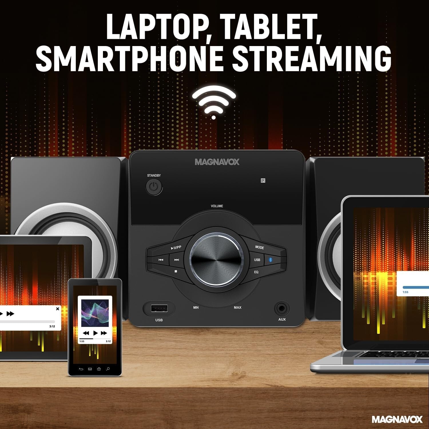 All-in-One Mini Bluetooth Audio System with CD Player, FM Radio & Remote Control