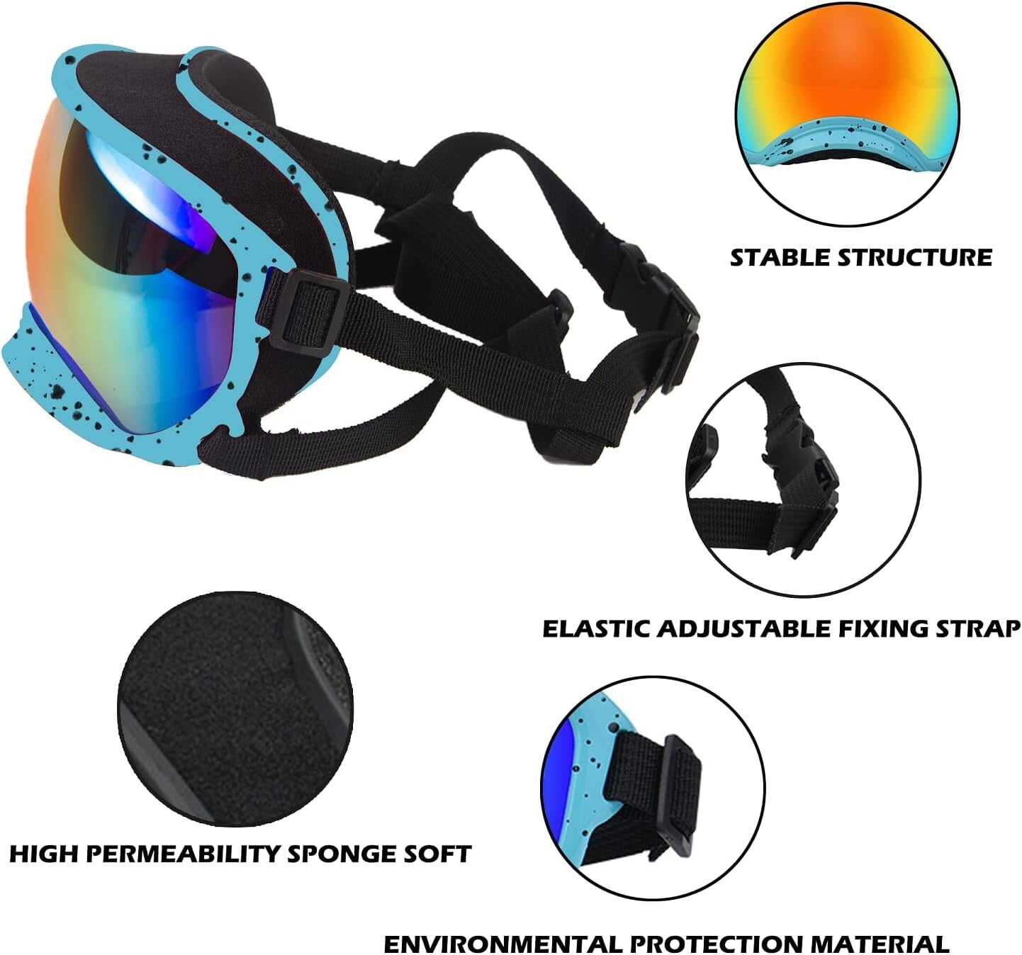 Large Adjustable Dog Sunglasses with UV Protection - Windproof Pet Eyewear