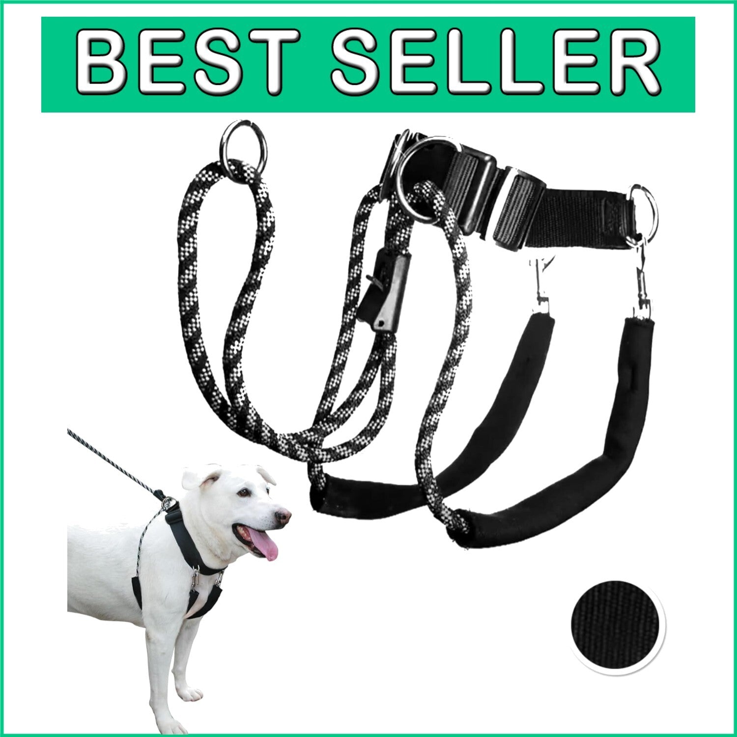Adjustable Large Dog Harness in Black - No Pull, Padded Comfort Design