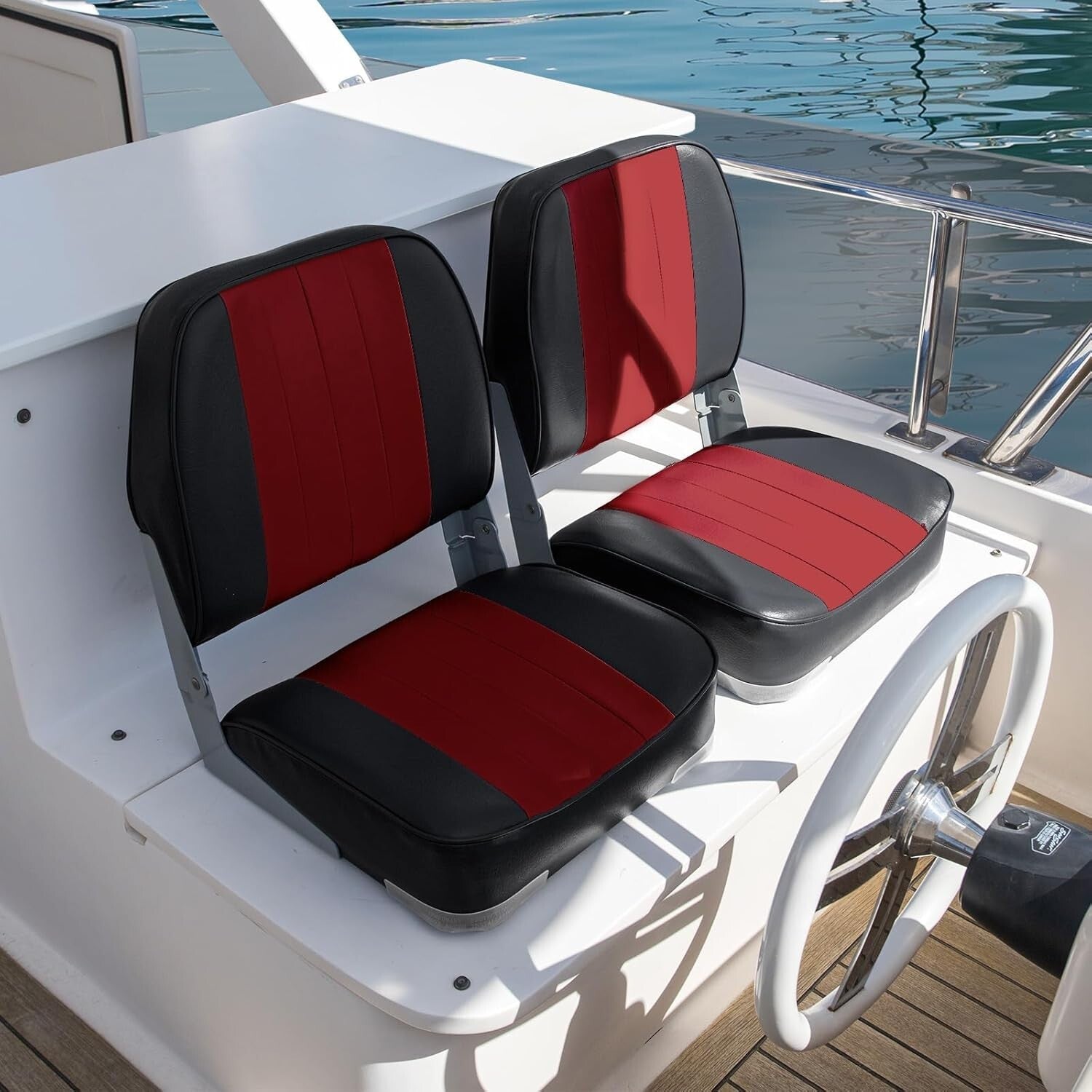 Durable Low Back Folding Boat Seats for Ultimate On-Water Comfort - 2 Seats