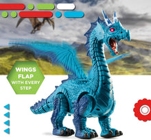 Load image into Gallery viewer, Large Remote Control Dragon Toy with Wing-Flapping, Roaring &amp; Light-Up Features