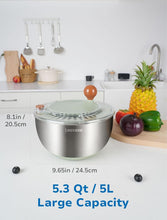 Load image into Gallery viewer, Stainless Steel Salad Spinner with Non-Slip Base for Effortless Vegetable Drying