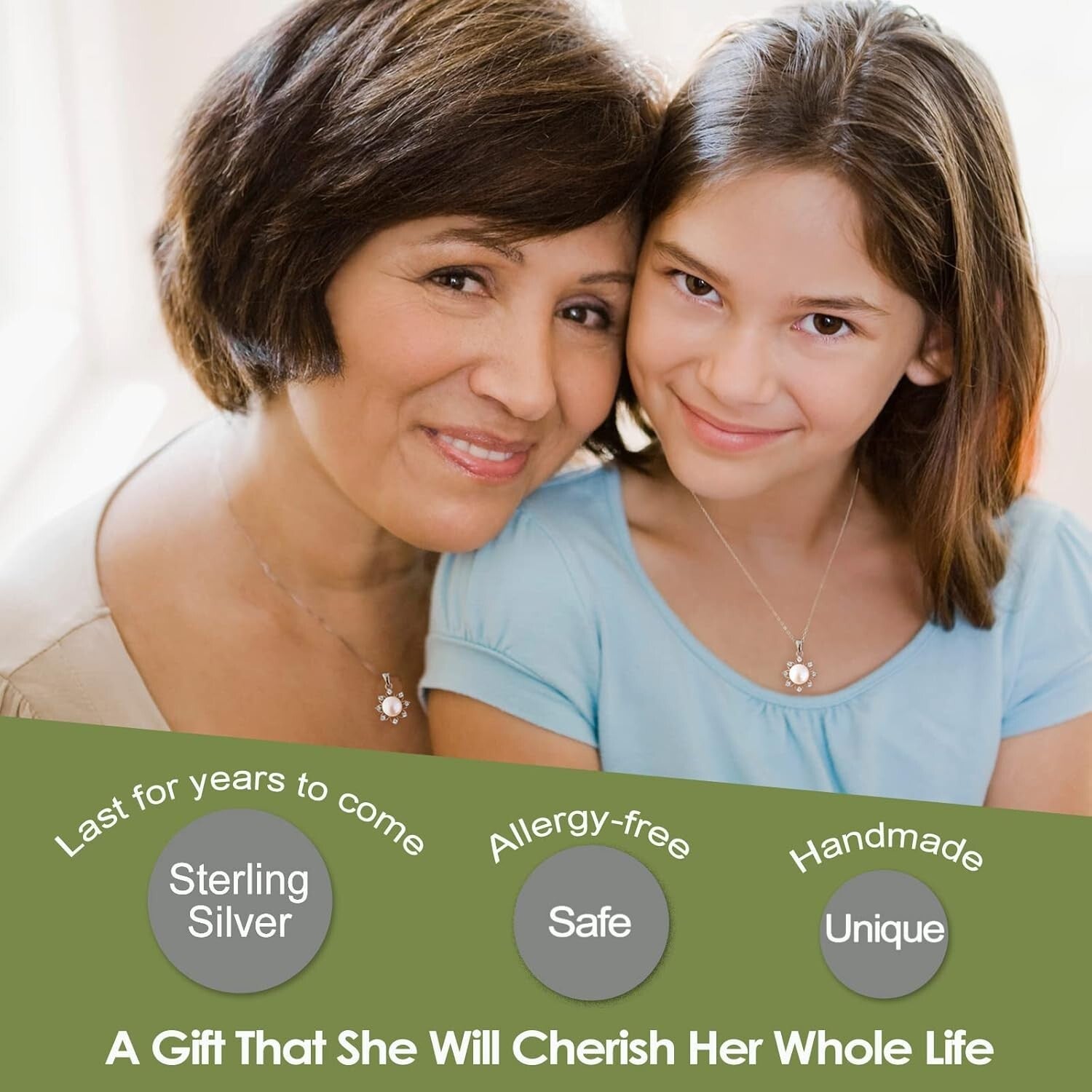 Elegant Sunflower Pearl Necklace in Sterling Silver - Graduation Gifts for Girls