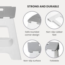 Load image into Gallery viewer, Gray Foldable Step Stool - Lightweight, Safe, Supports 330 lbs for Home Use