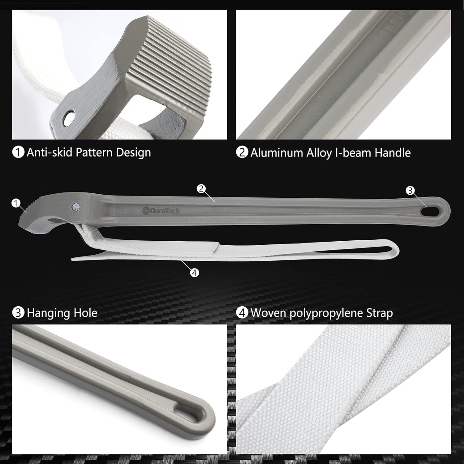 18-Inch Adjustable Nylon Strap Wrench with Aluminum Handle for Versatile Use