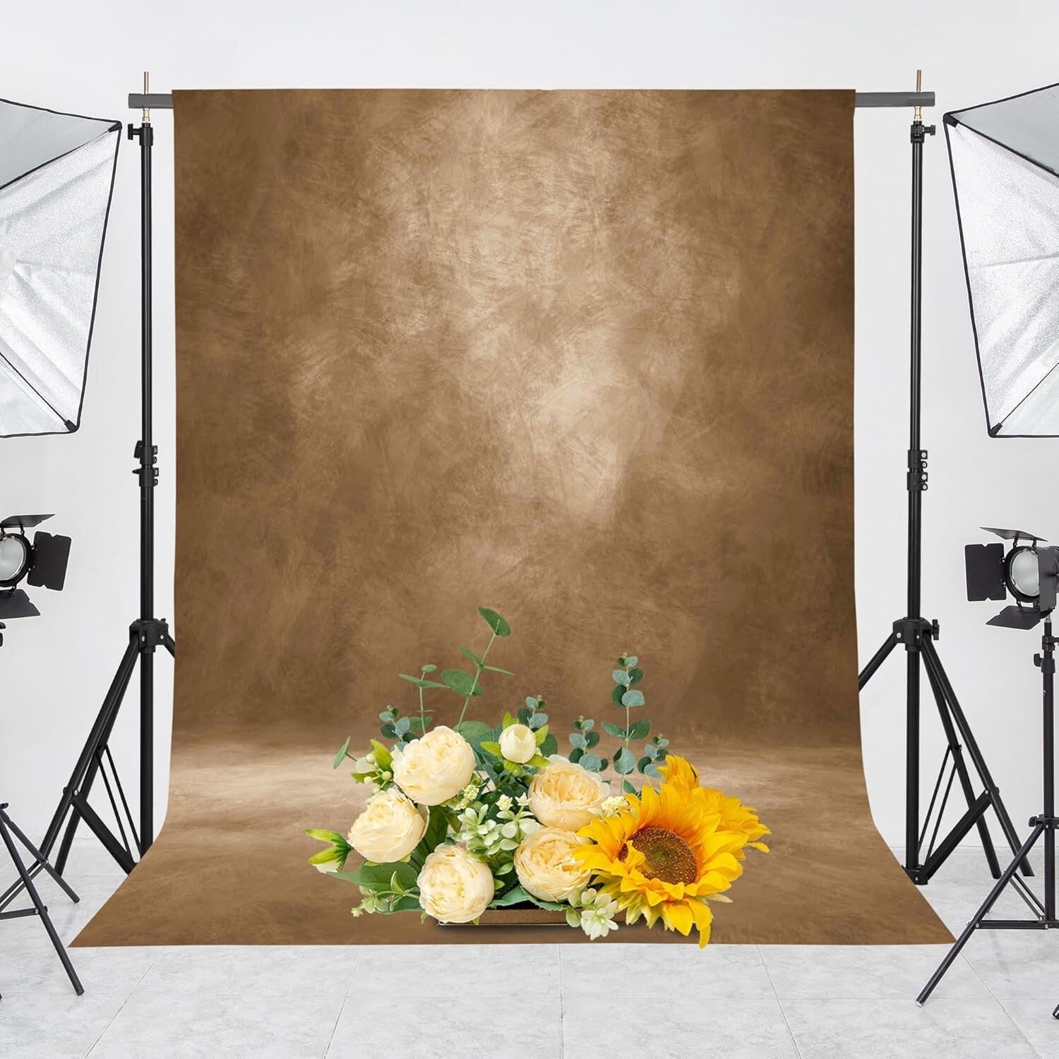High-Resolution 8'x10' Brown Photography Backdrop with Pocket for Easy Setup
