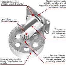 Load image into Gallery viewer, Set of 4 Heavy-Duty 4" Metal Swivel Caster Wheels - 400lbs Capacity Each
