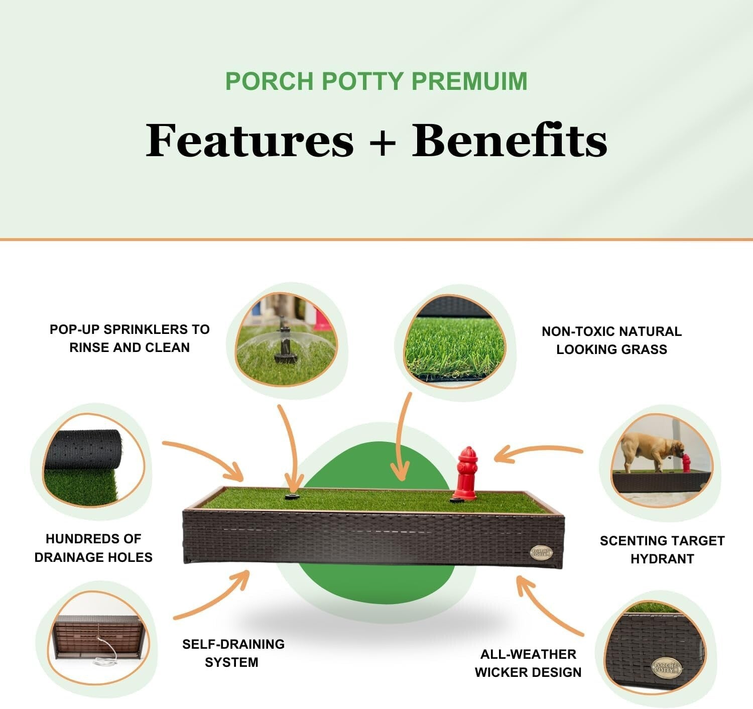 Low Maintenance Pet Potty with Sprinklers - Usable for Any Dog Size in Any Space