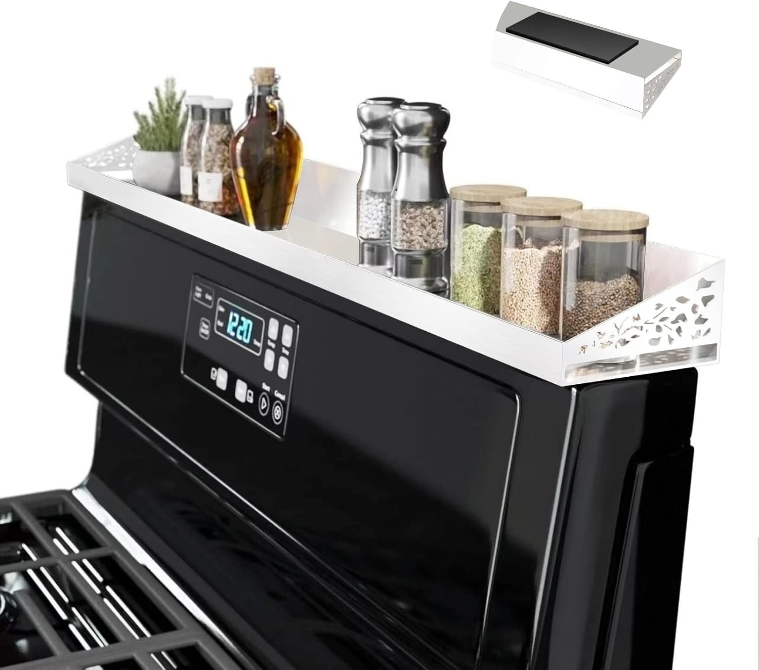 Elegant Magnetic Stove Top Shelf, 30 Inch - Spice Rack for Kitchen Efficiency