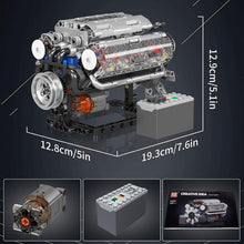 Load image into Gallery viewer, V8 Engine Building Blocks - 535 Pcs Model Kit with Motor &amp; Transparent Features