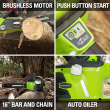 Load image into Gallery viewer, Efficient 40V 16-Inch Brushless Cordless Chainsaw with Battery &amp; Charger
