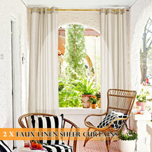 Load image into Gallery viewer, Rustic Linen Sheer Curtains - 52" x 108" Durable Drapes, Set of 2 for Indoor/...