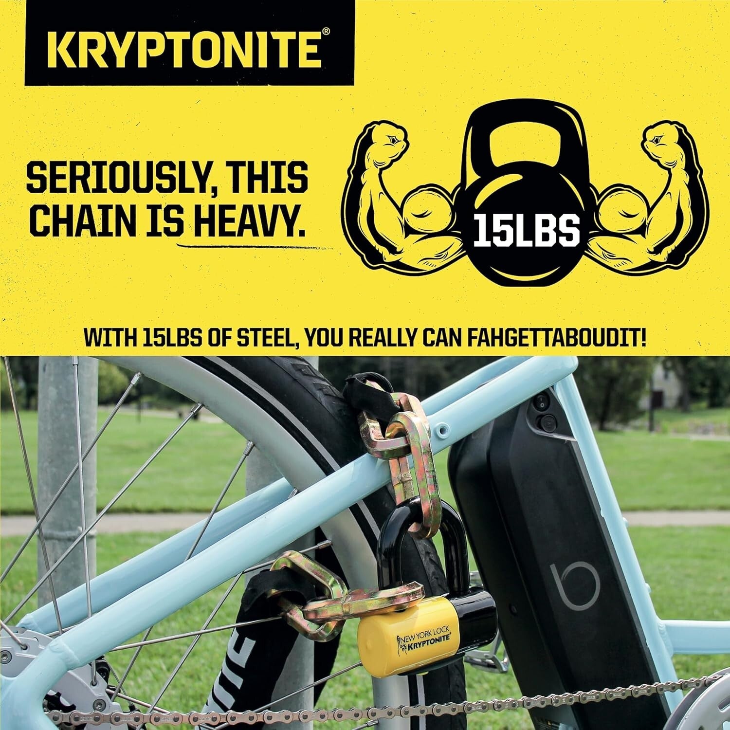 14mm Manganese Steel Chain Lock & 15mm Disc Lock - Anti-Theft Security Solution