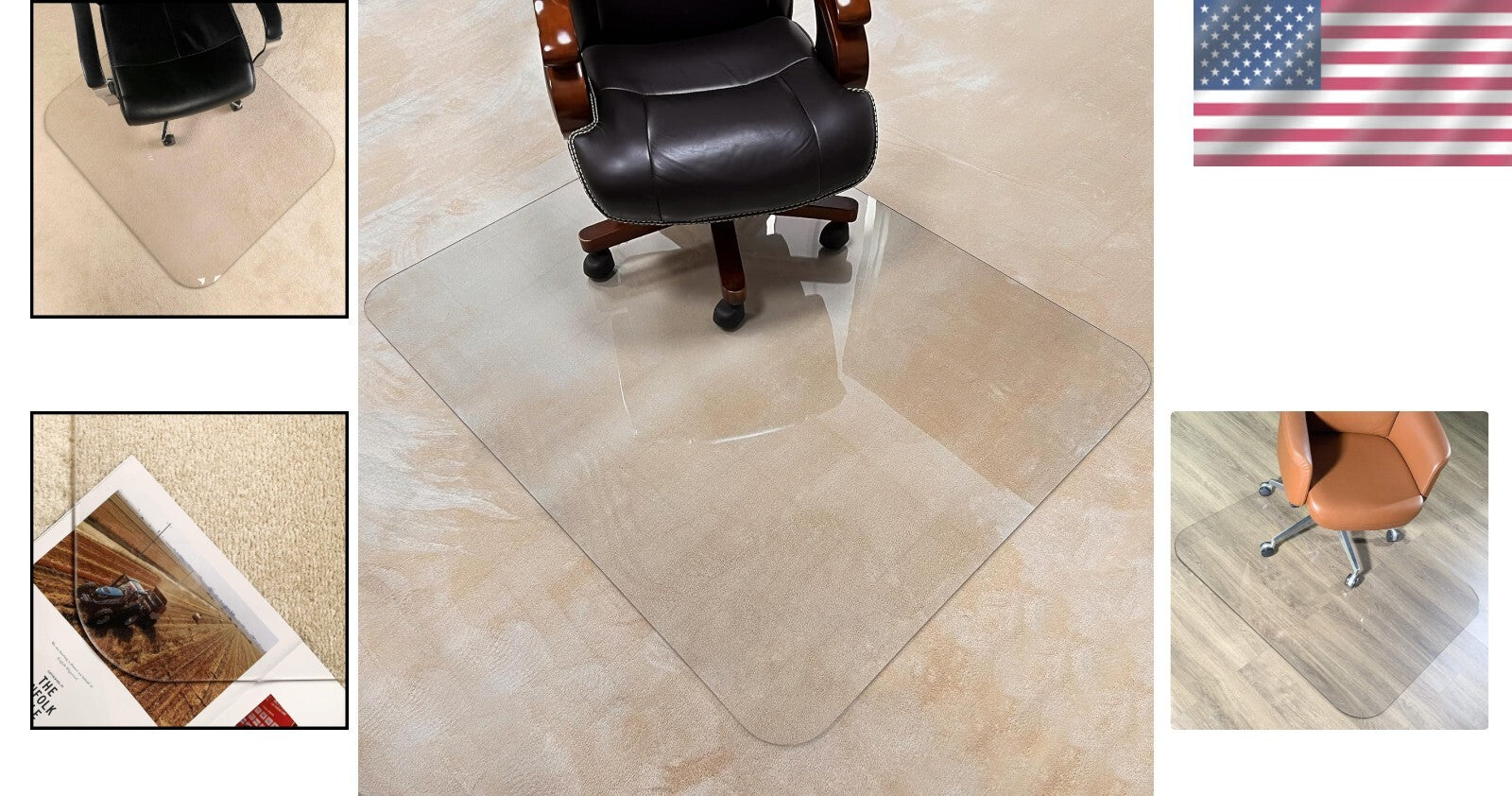 Extra Large Crystal Clear Chair Mat 59" x 47" - Protects Carpet & Hard Floors