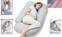 Load image into Gallery viewer, Comfortable U-Shaped Maternity Pillow with Removable Cooling Cover - 57 Inch