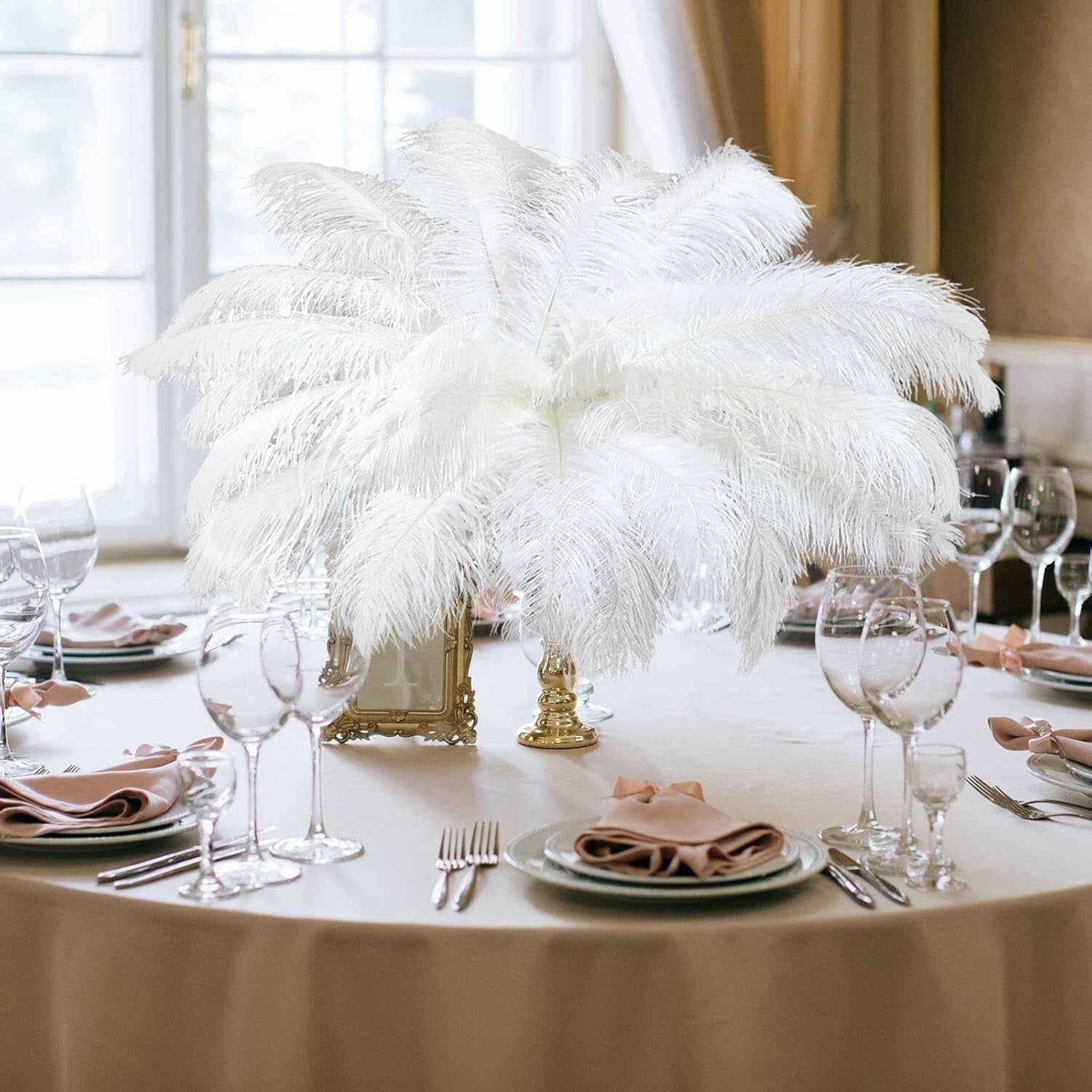 Natural Ostrich Feathers Bulk - 50 Pcs 14-16 Inch for Stunning Wedding Decor