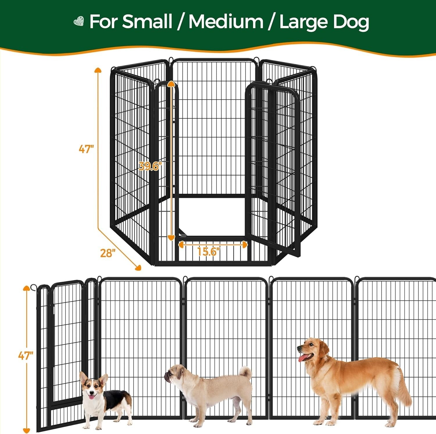 Expandable 47-Inch Dog Playpen with Flexible Shape Options for Indoor/Outdoor
