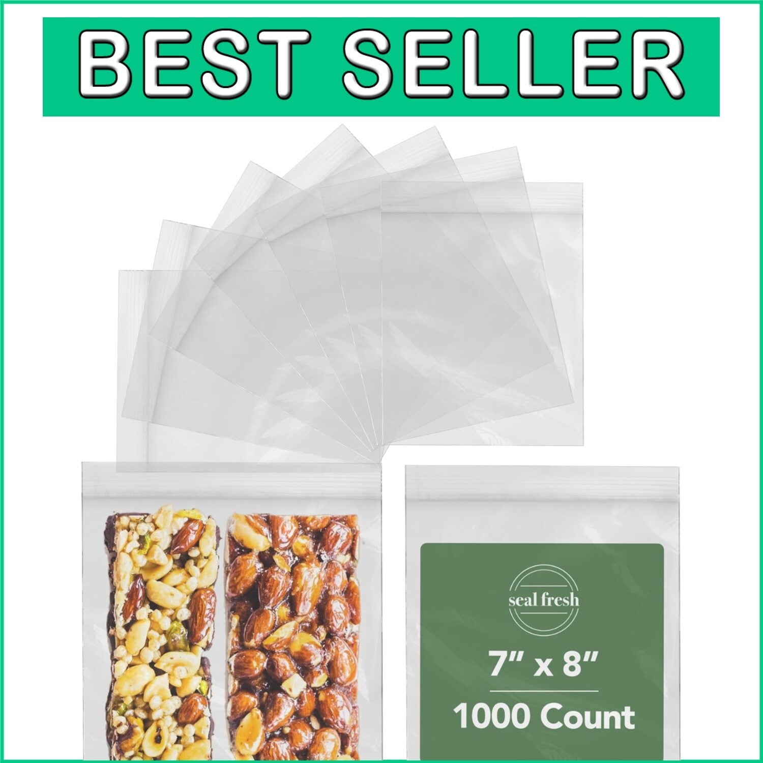 7x8 Zip Lock Bags - 1000 Pack Clear, Food Safe, Ideal for Parties & Crafts