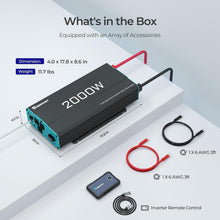 Load image into Gallery viewer, Powerful 2000W DC to AC Converter for Off-Grid Solar – USB &amp; Remote Control