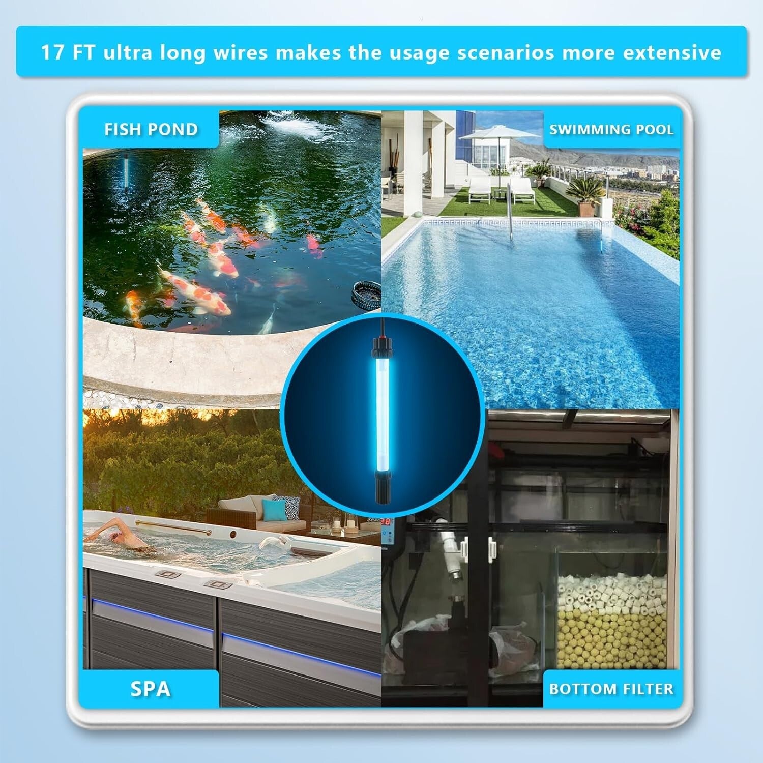 Premium 32W UV-C Light with 17FT Cable for Clear Pools & Aquatic Spaces