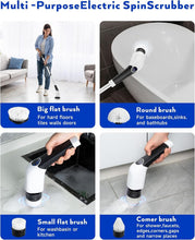 Load image into Gallery viewer, 3 Speed Power Scrubber with Long Handle &amp; Replaceable Brush Heads for Bathroom