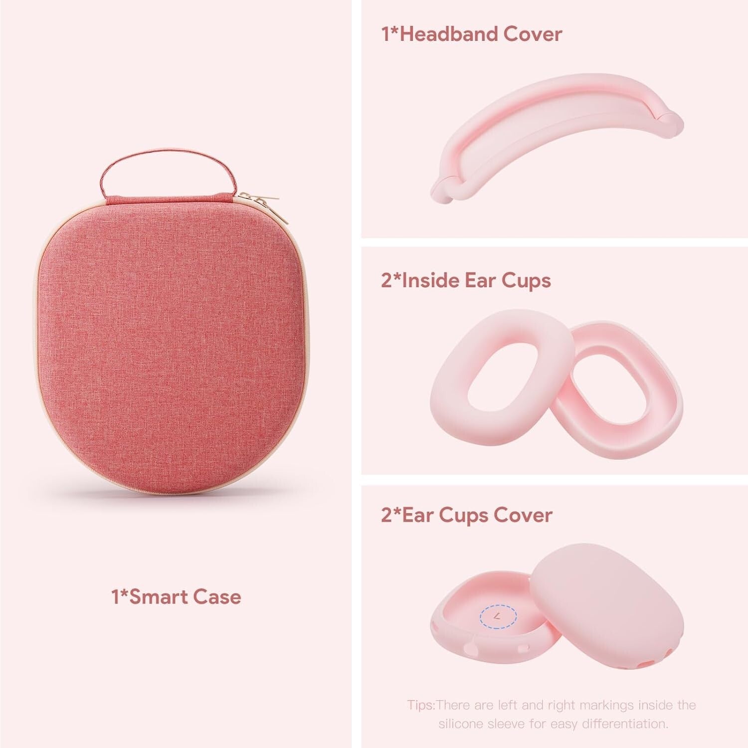 Elegant Coral Red AirPods Max Protection Case with Velvety Lining and Handle