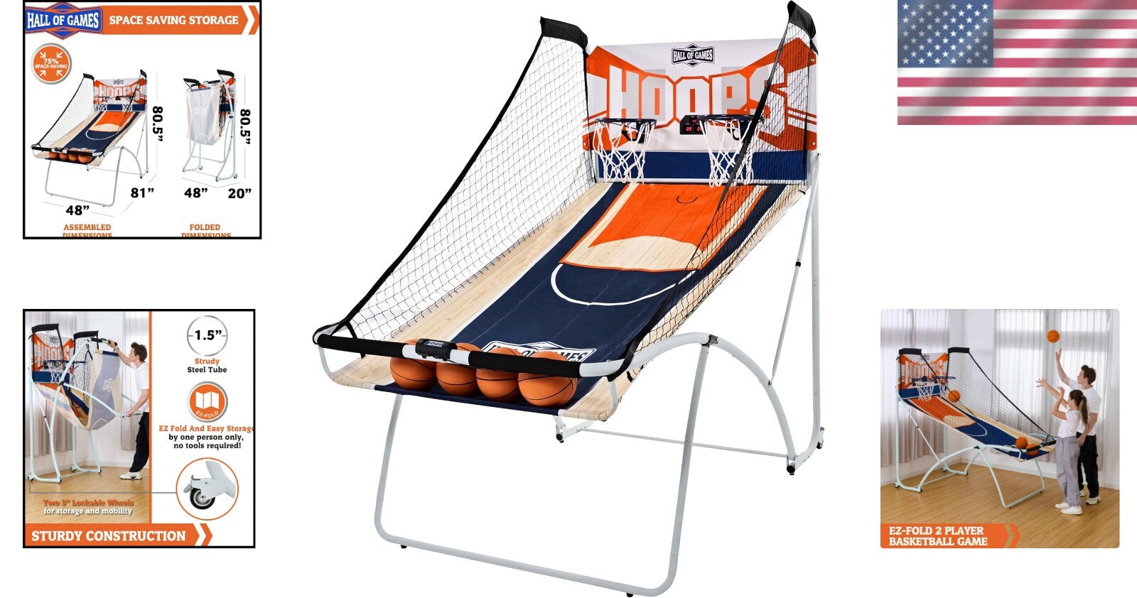 Classic Dual-Shot Indoor Basketball Game with 4 Basketballs - Fun for All Ages