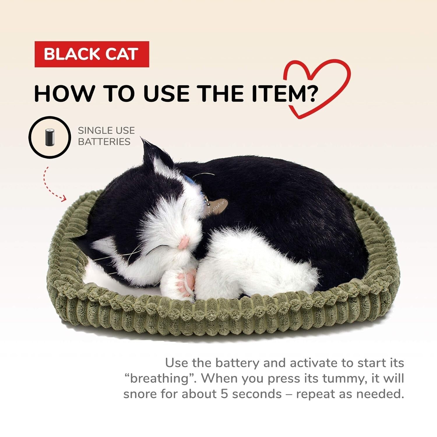 Lightweight Black and White Kitten Toy - Safe Handcrafted Companion for All