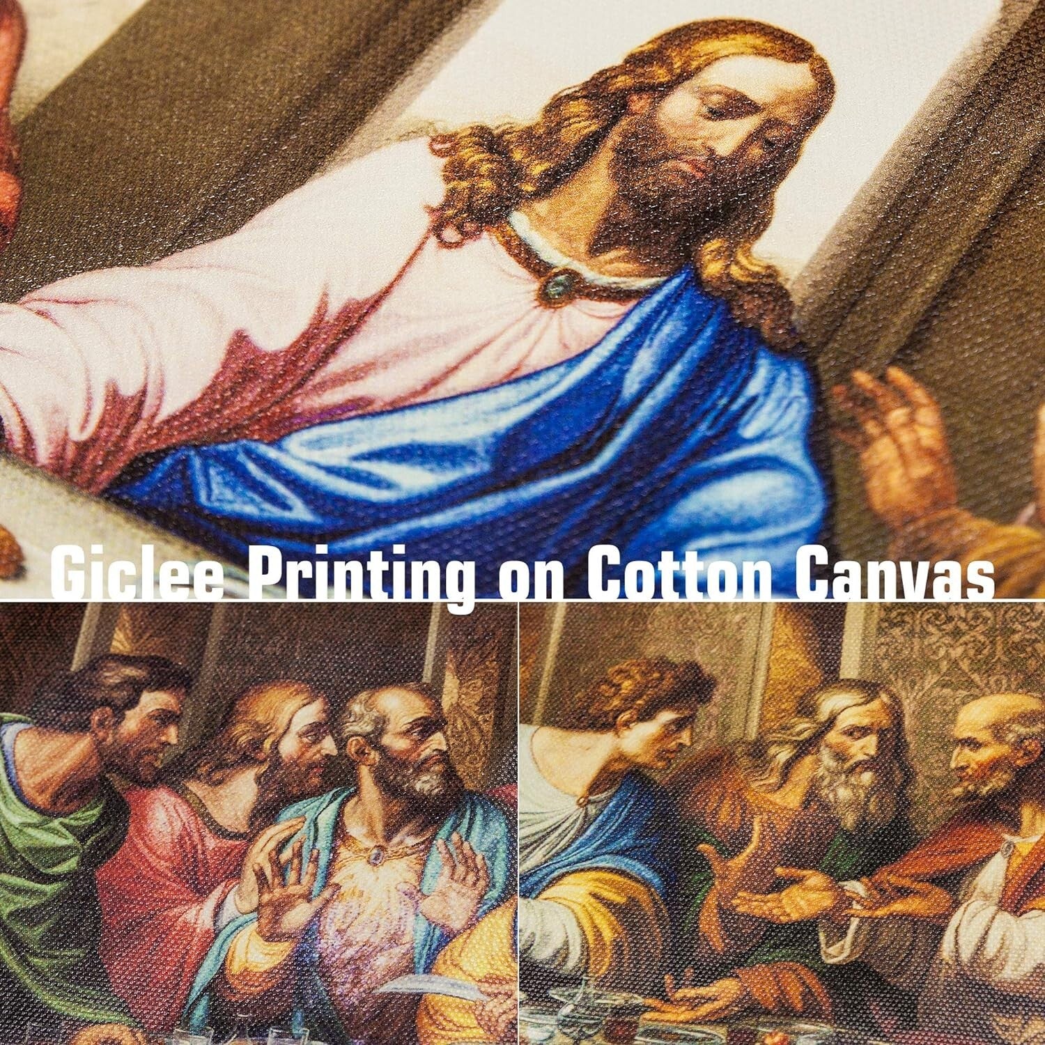 Giclee Canvas Print of Last Supper - Hand-Stretched 30x16 Art for Elegant Spaces