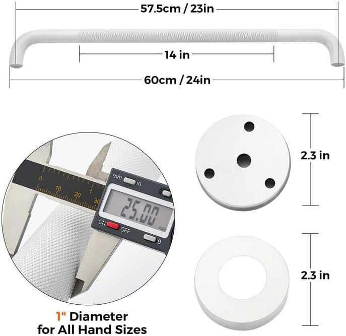 Durable 24-Inch Stainless Steel Grab Bars for Showers - Maximum 500 lbs Capacity