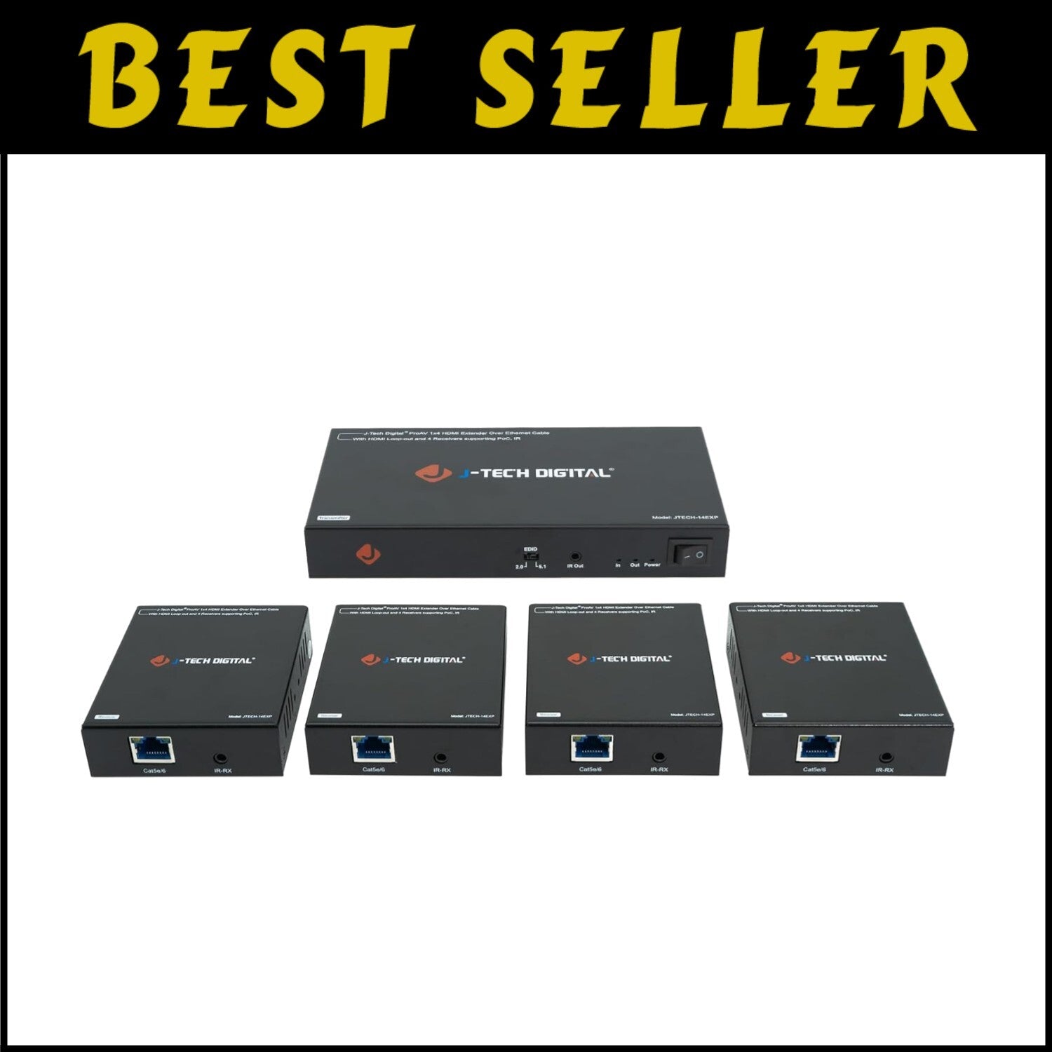 Professional Grade HDMI Extender Splitter 1 Input to 4 Outputs - 164ft Range