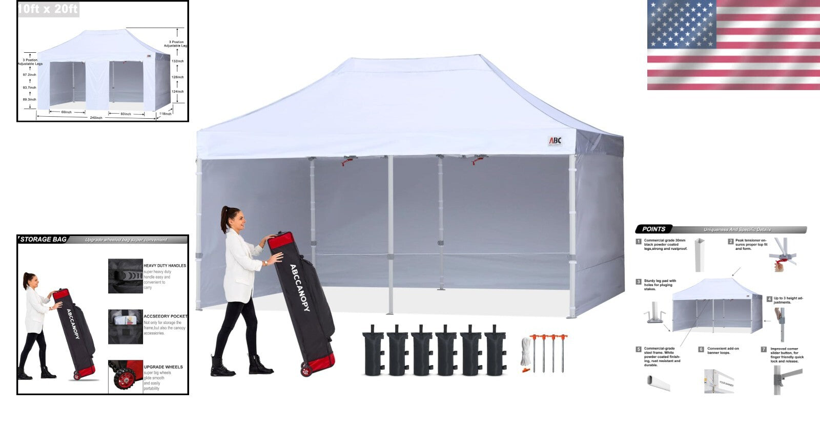 10x20 Easy Pop Up Canopy Tent with Sidewalls - Perfect for Events
