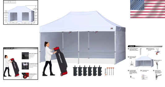 10x20 Easy Pop Up Canopy Tent with Sidewalls - Perfect for Events
