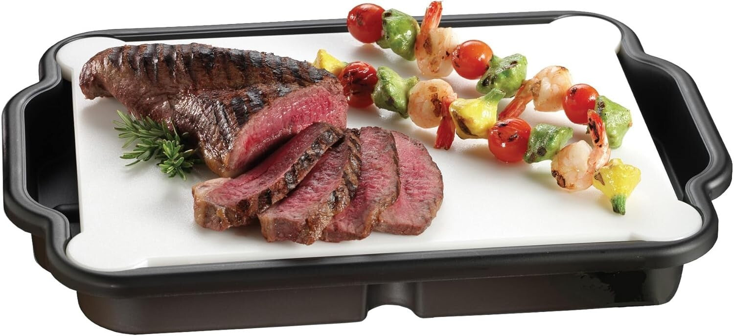 Dishwasher Safe BBQ Prep Cutting Board with Tray - Versatile & Lightweight