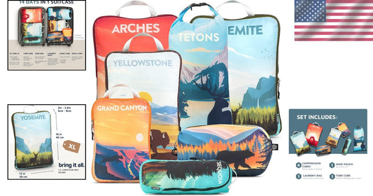 Extra Large 7-Piece Packing Cubes - Ultralight Compression Travel Organizers