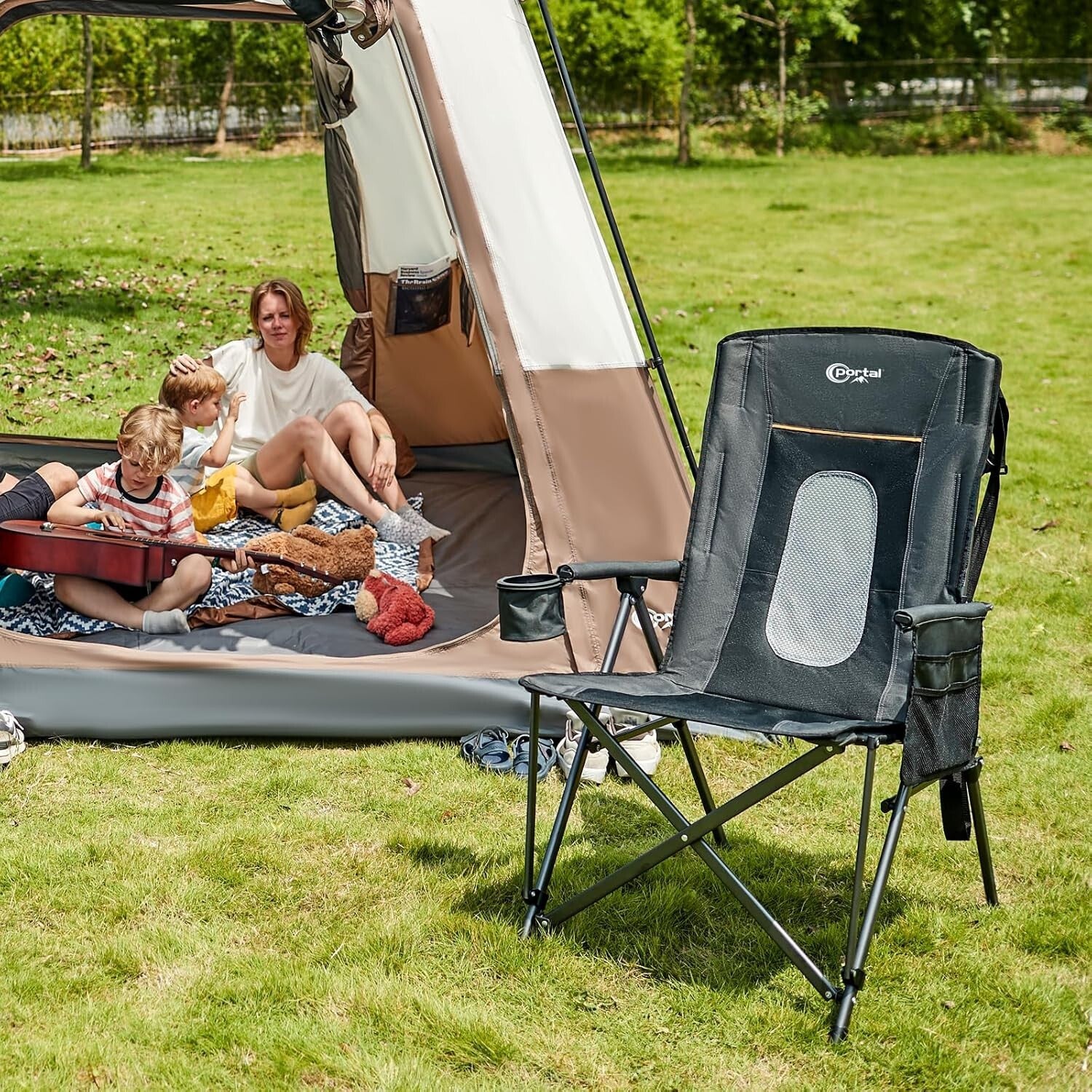 Oversized Heavy-Duty Folding Camping Chair - Supports 400lbs, High Back Comfort