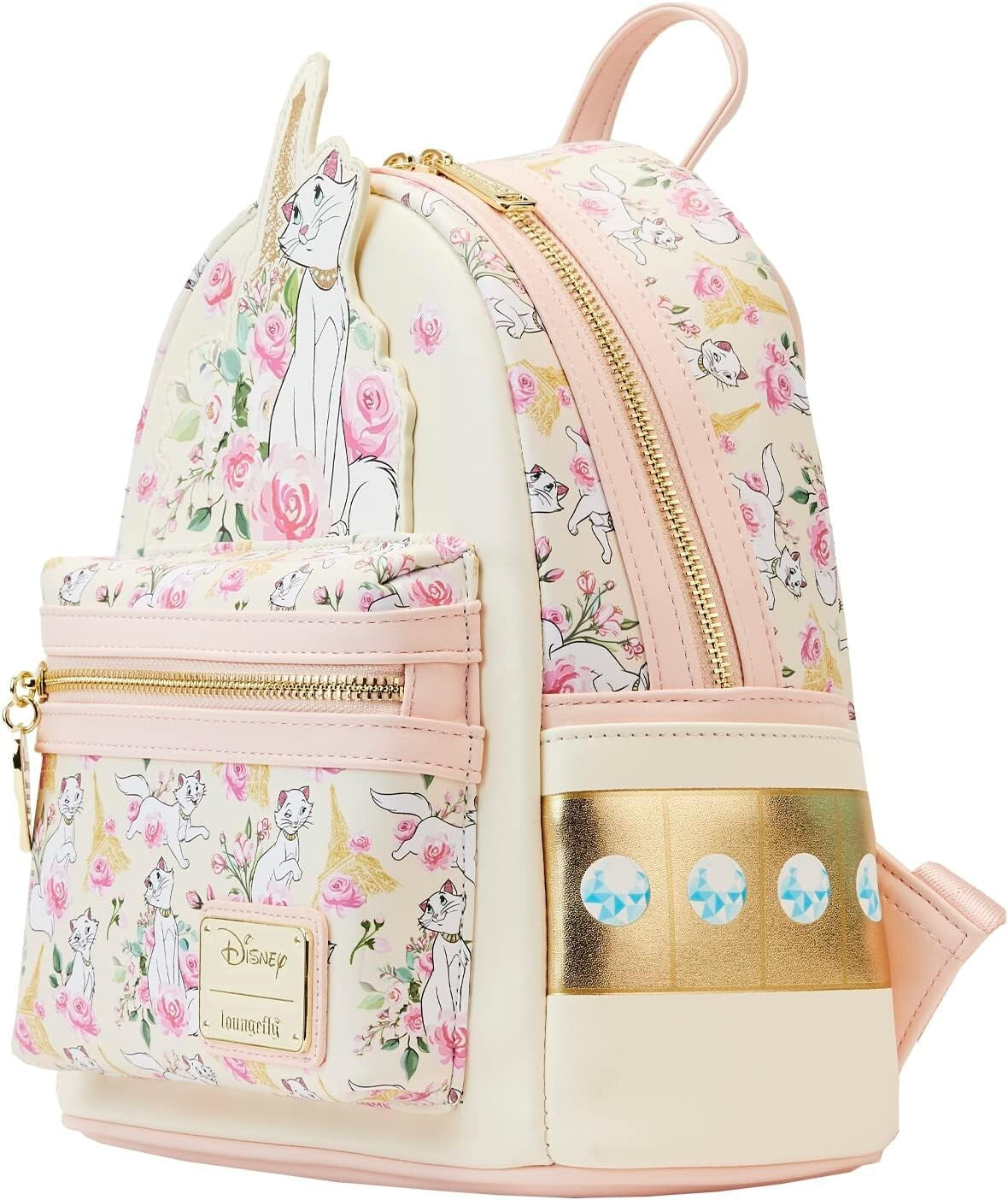 Chic Disney Aristocats Duchess Floral Shoulder Bag with Eiffel Tower Design