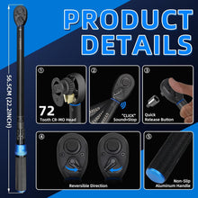 Load image into Gallery viewer, Professional 1/2-Inch Drive Click Torque Wrench - Dual-Directional 25-250FT.LB