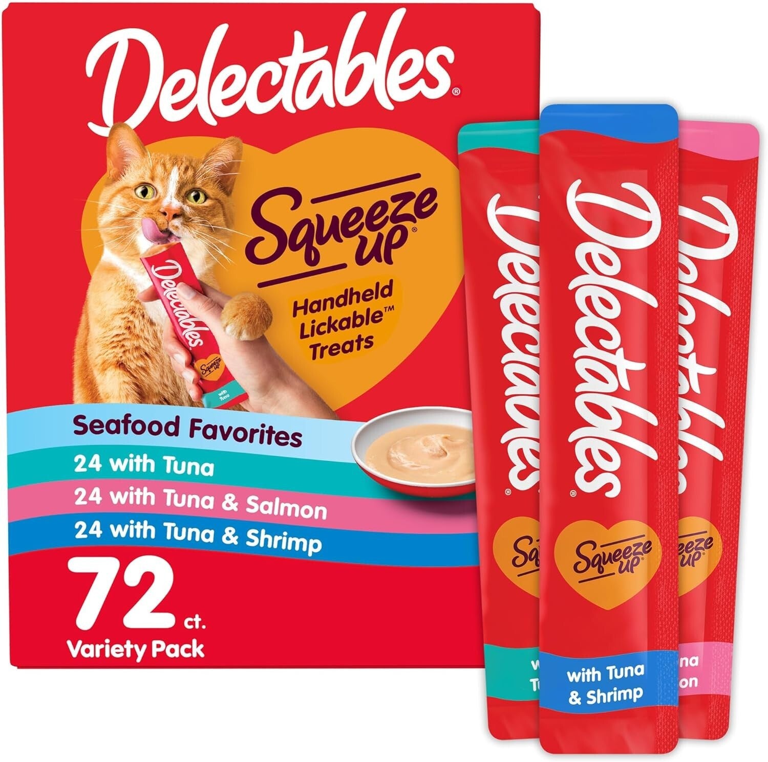 Delectables Seafood Variety Pack: Lickable, Creamy Cat Treats - 72 Tubes